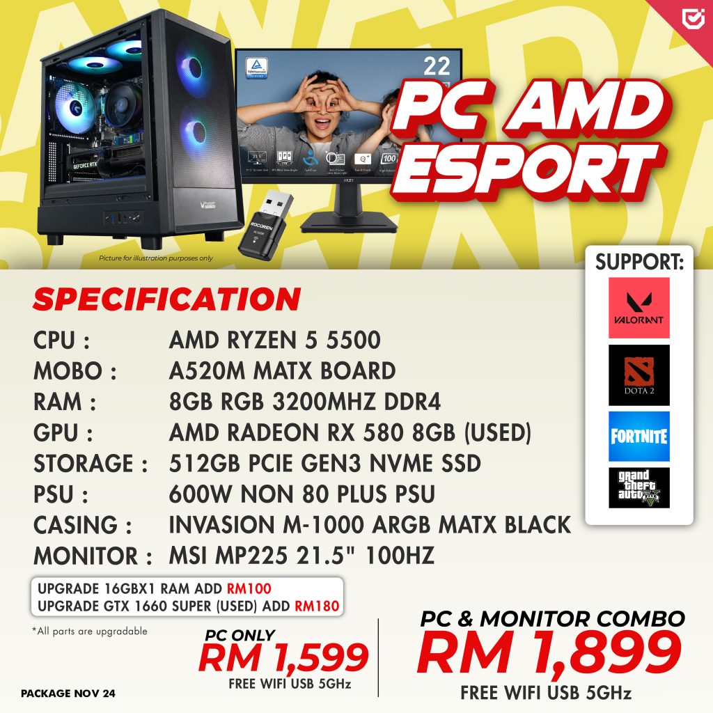 PC AMD Esport - Trusted MY PC Builder: SawadaTech