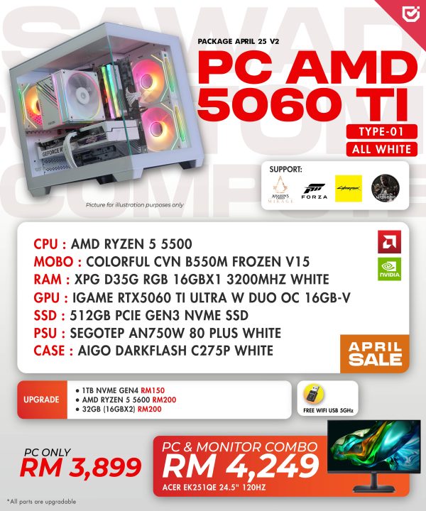 PC AMD 5060 All White (Type-01)