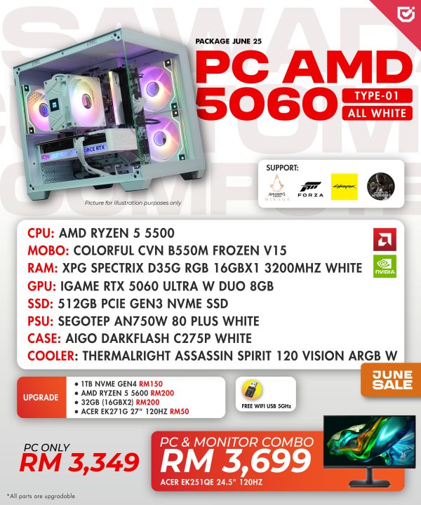 PC AMD 5060 All White (Type-01)