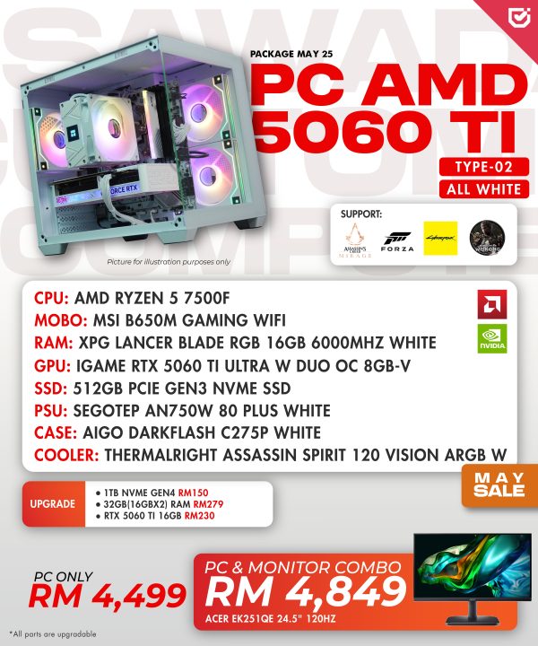 PC AMD 5060 TI All White (Type 02 )