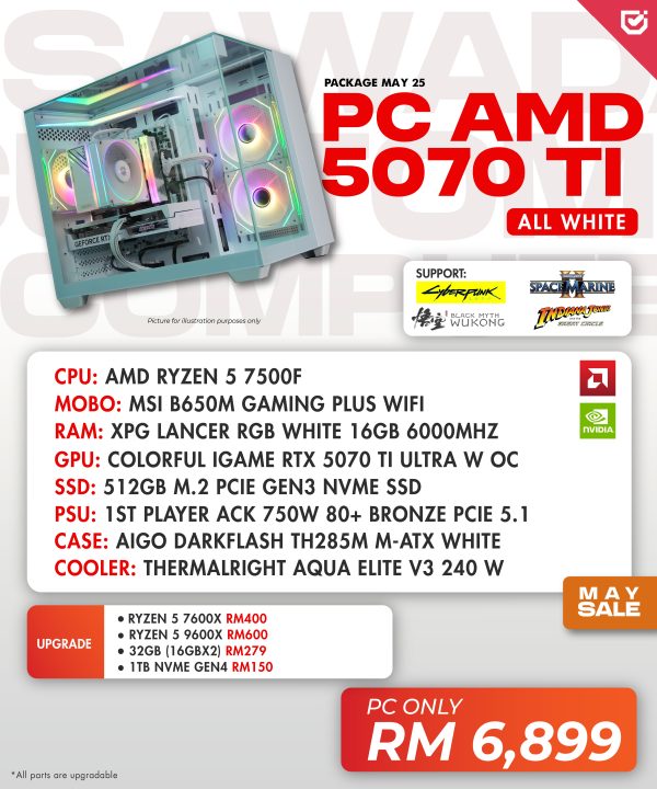 PC AMD 5070 TI ALL WHITE