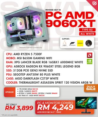 PC AMD 9060 XT All White (Type 02 )