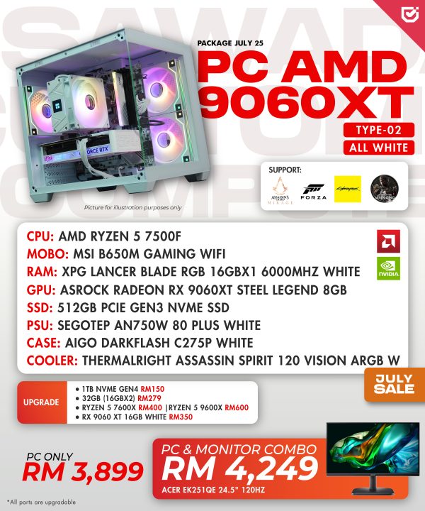 PC AMD 9060 XT All White (Type 02 )