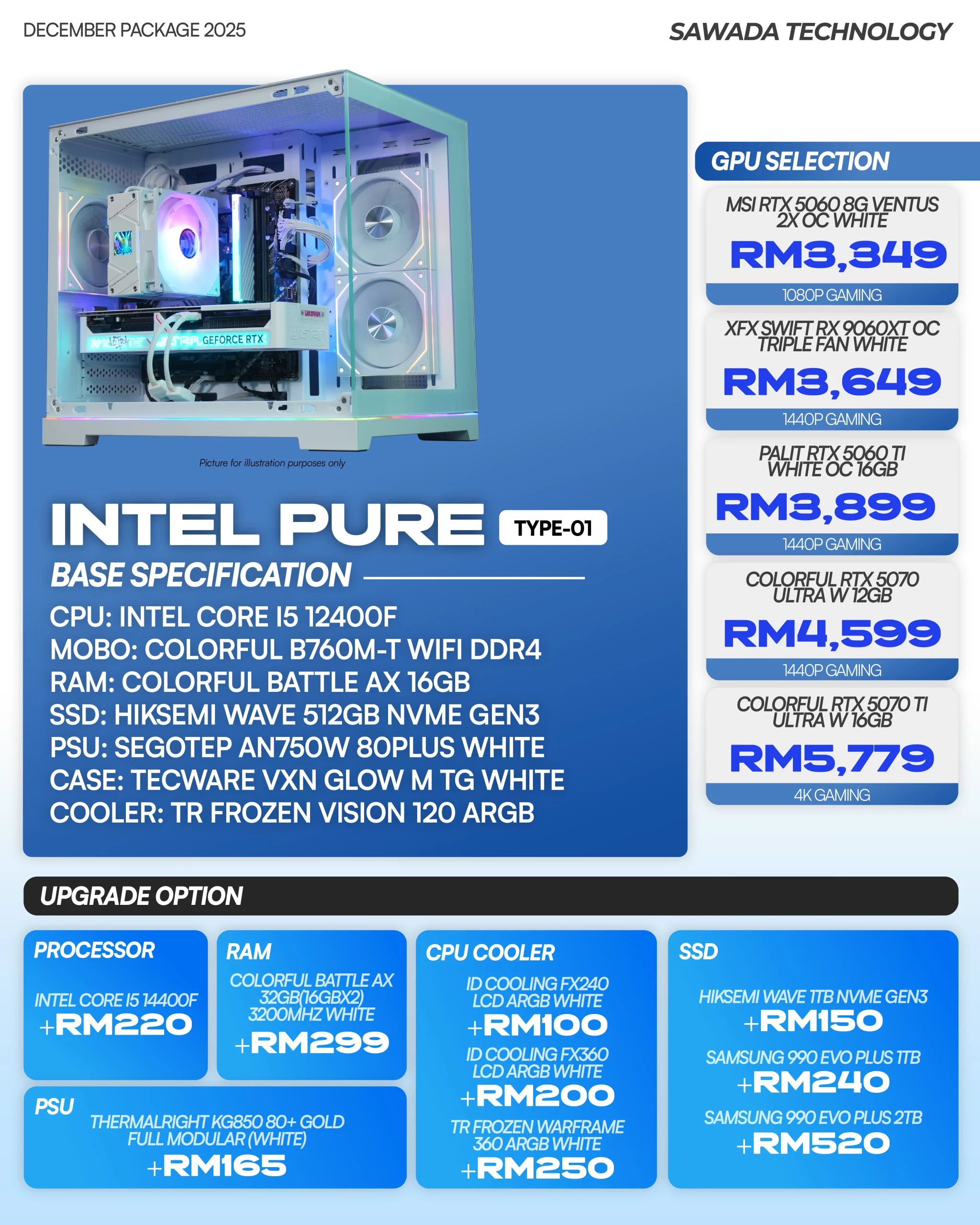 INTEL PURE TYPE-01 - DECEMBER 2026 | i5-12400F White Gaming PC
