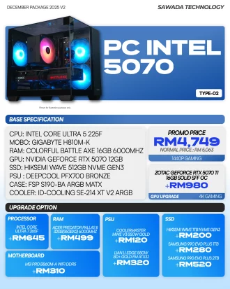 Intel RTX 5070 V2 Gaming PC Malaysia 2025 | 1440p High FPS