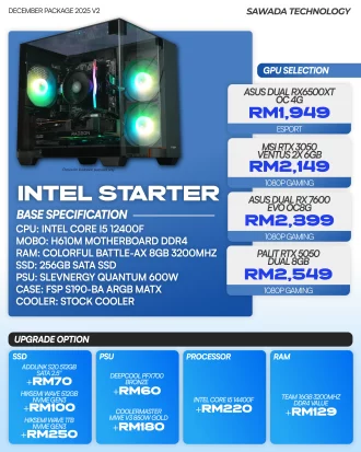 Intel Starter V2 Gaming PC Malaysia 2025 | i5-12400F Budget 1080p Ready