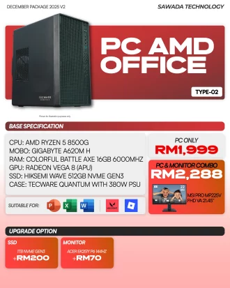 AMD Office PC Malaysia 2025 | Ryzen 5 8500G Fast Work, Study & Light Gaming