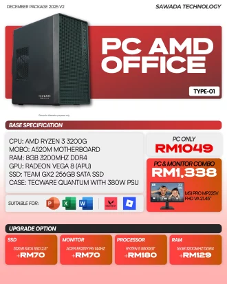 AMD Office PC Malaysia 2025 | Ryzen 3 3200G Affordable Work & Study Setup