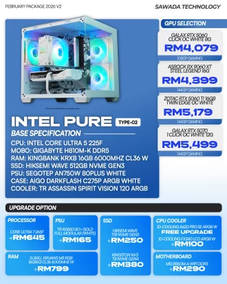 Intel Core Ultra 5 225F Gaming PC White TYPE 02 | FEB V2 2026