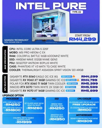 INTEL PURE TYPE-02 - APRIL V3 2026 | Intel Core Ultra 5 225F White Gaming PC