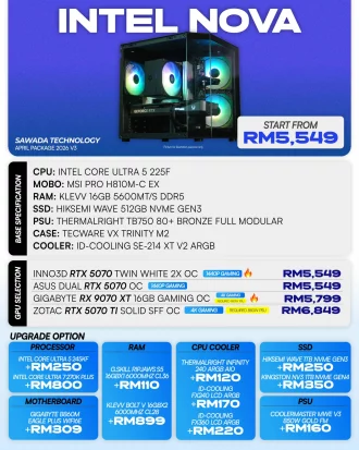 Intel Nova Core Ultra 5 225F Gaming PC | APRIL V3 2026