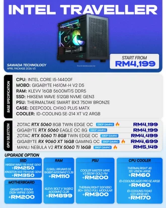 INTEL Traveler Core i5-14400F Gaming PC | APRIL V3 2026