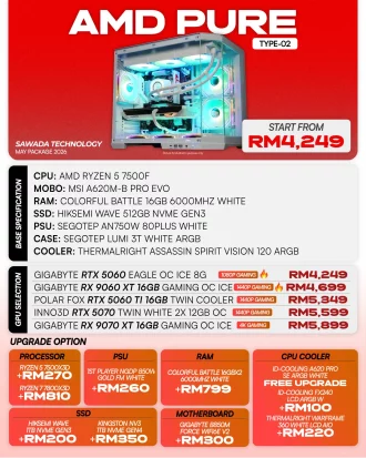 AMD PURE TYPE-02 - MAY 2026 | Ryzen 5 7500F White Gaming PC