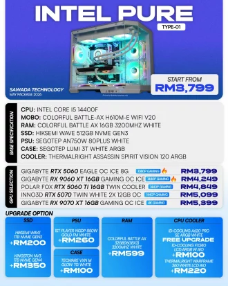 INTEL PURE TYPE-01 - MAY 2026 | Intel Core i5-14400F White Gaming PC