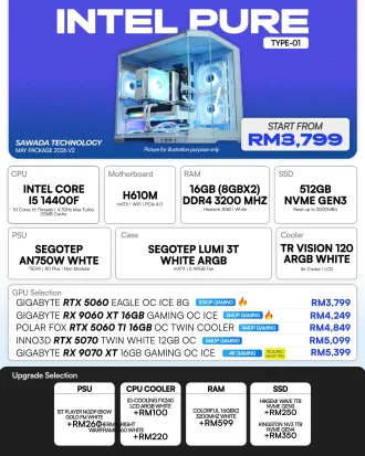 INTEL PURE TYPE-01 - MAY V2 2026 | Intel Core i5-14400F White Gaming PC