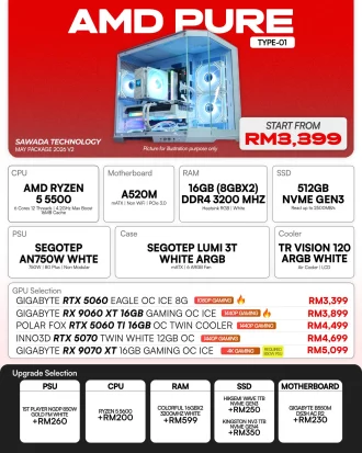 AMD PURE TYPE-01 - MAY V2 2026 | Ryzen 5 5500 White Gaming PC