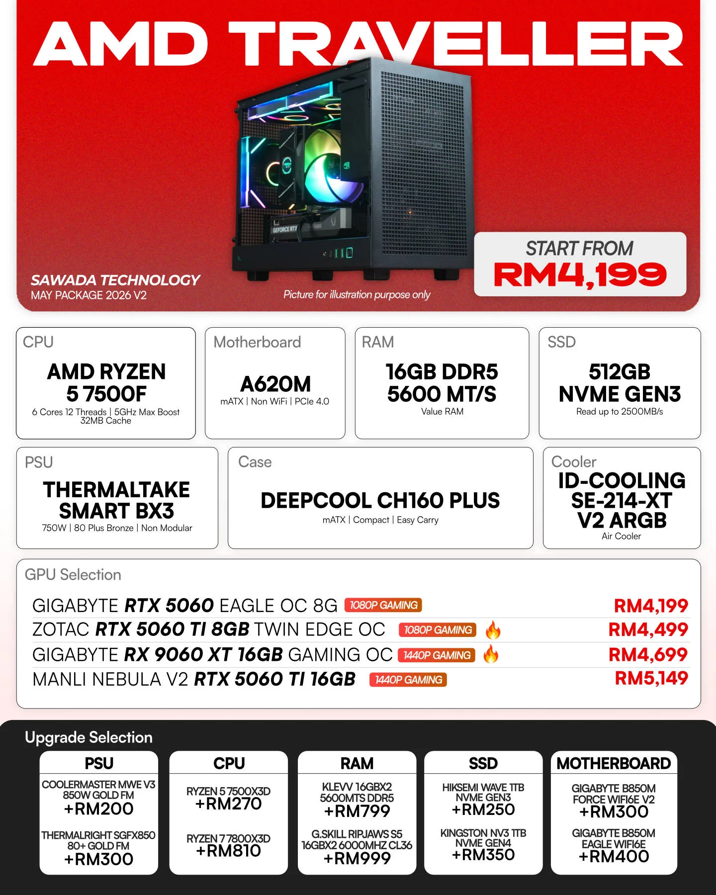AMD Traveler Ryzen 5 7500F Gaming PC | MAY V2 2026