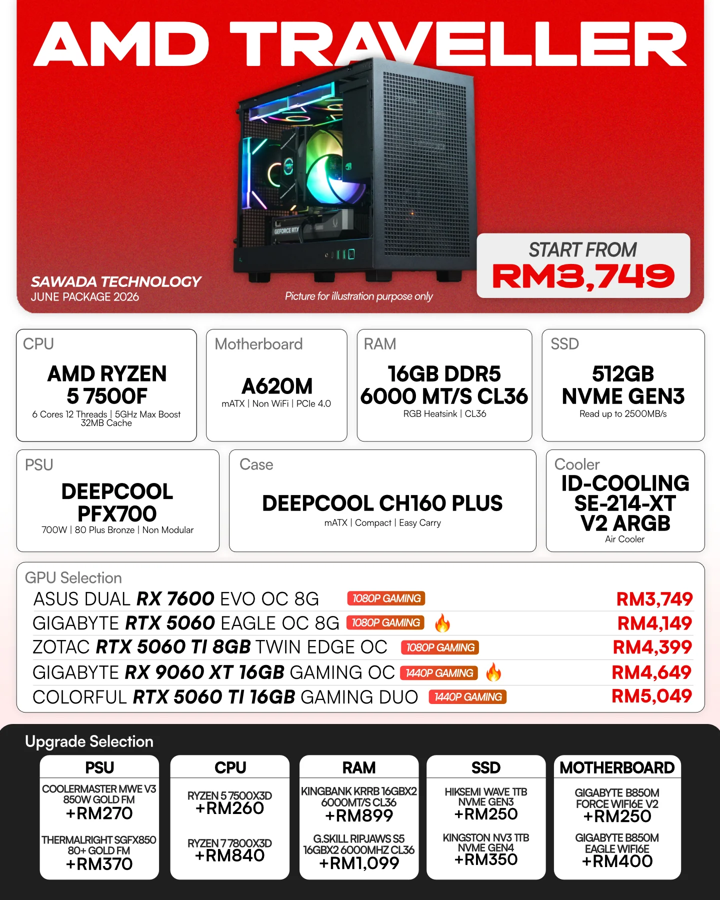 AMD Traveler Ryzen 5 7500F Gaming PC | JUNE 2026