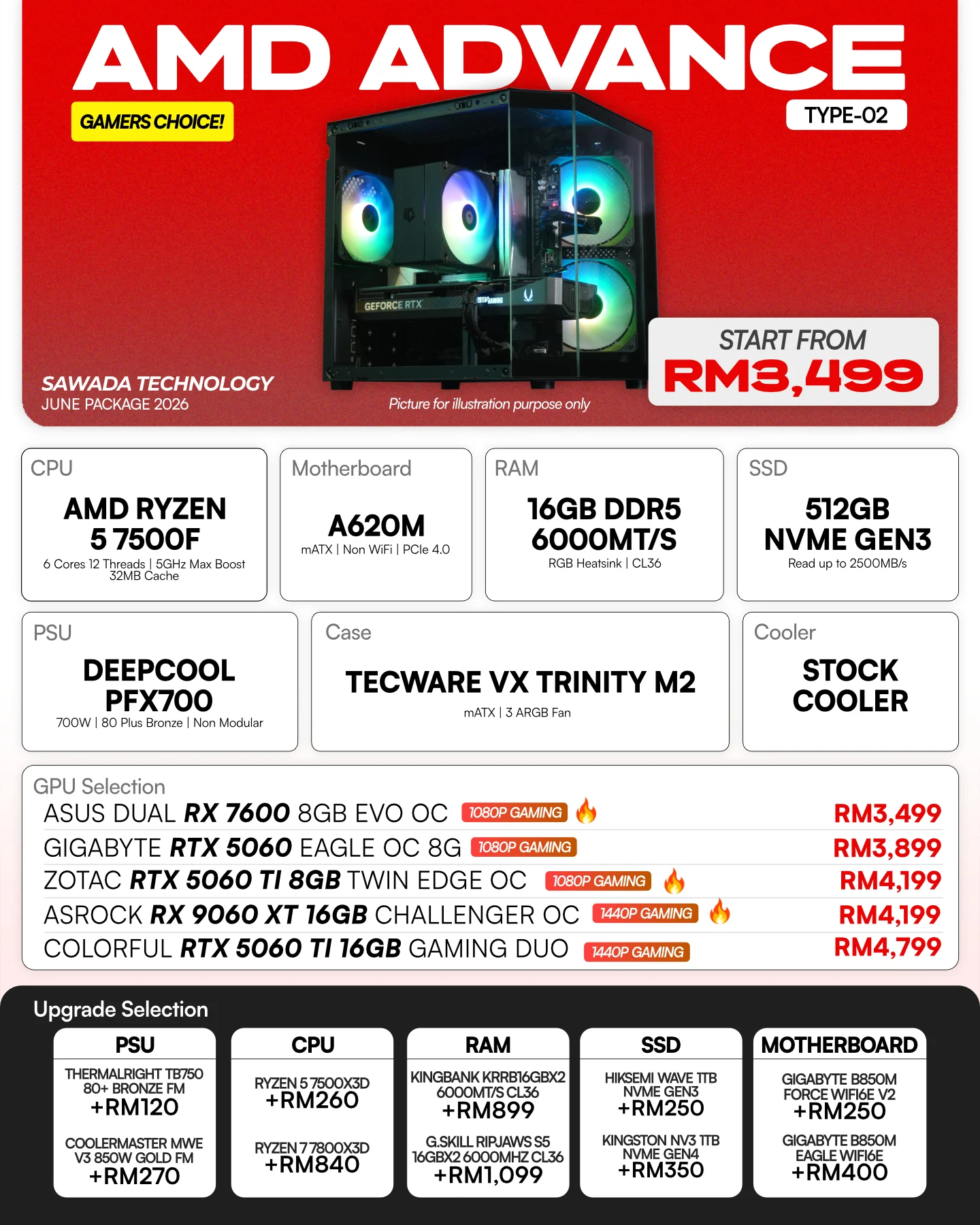 AMD ADVANCE TYPE-02 - JUNE 2026 | Ryzen 5 7500F Gaming PC