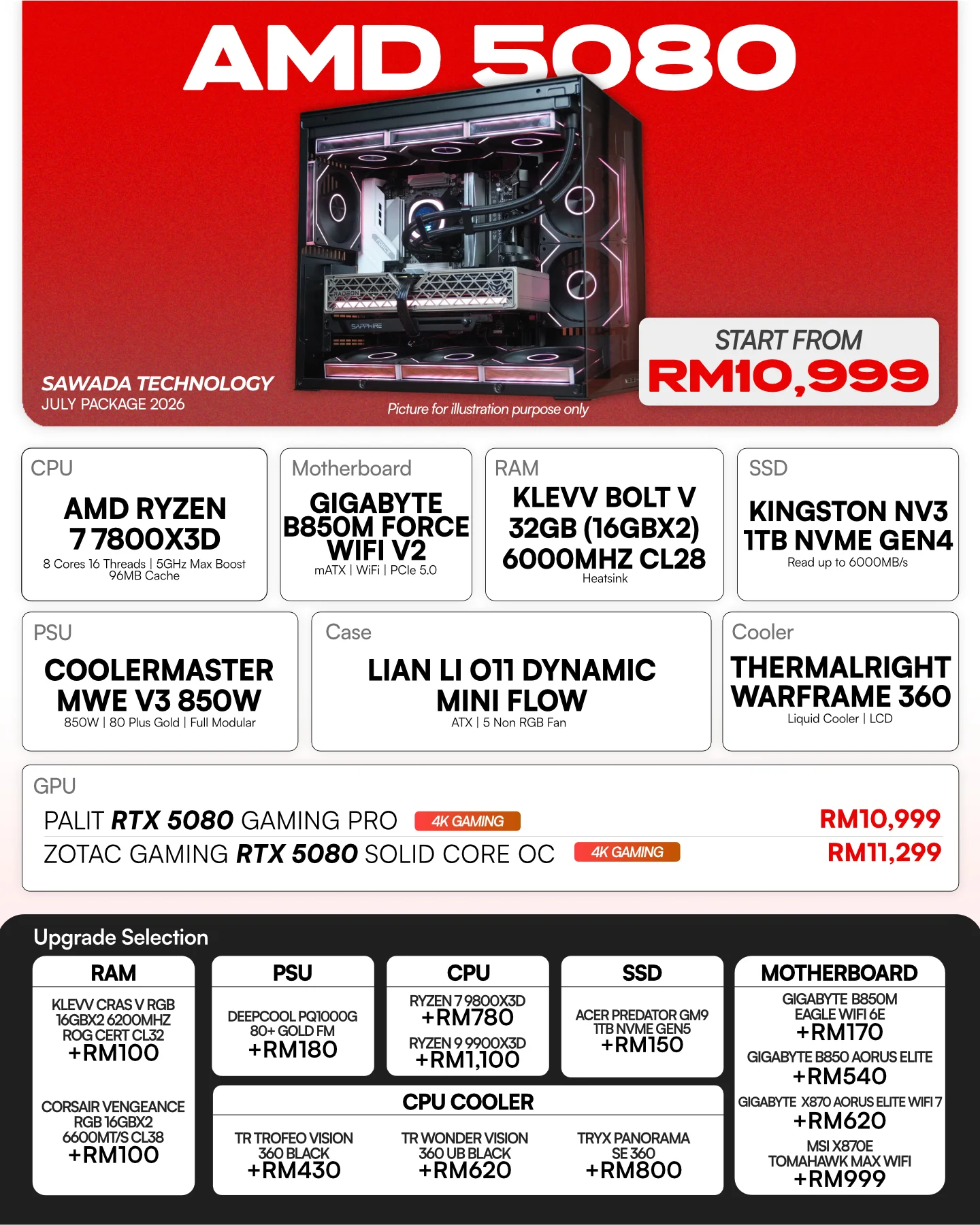 AMD Ryzen 7 7800X3D RTX 5080 Gaming PC | JULY 2026