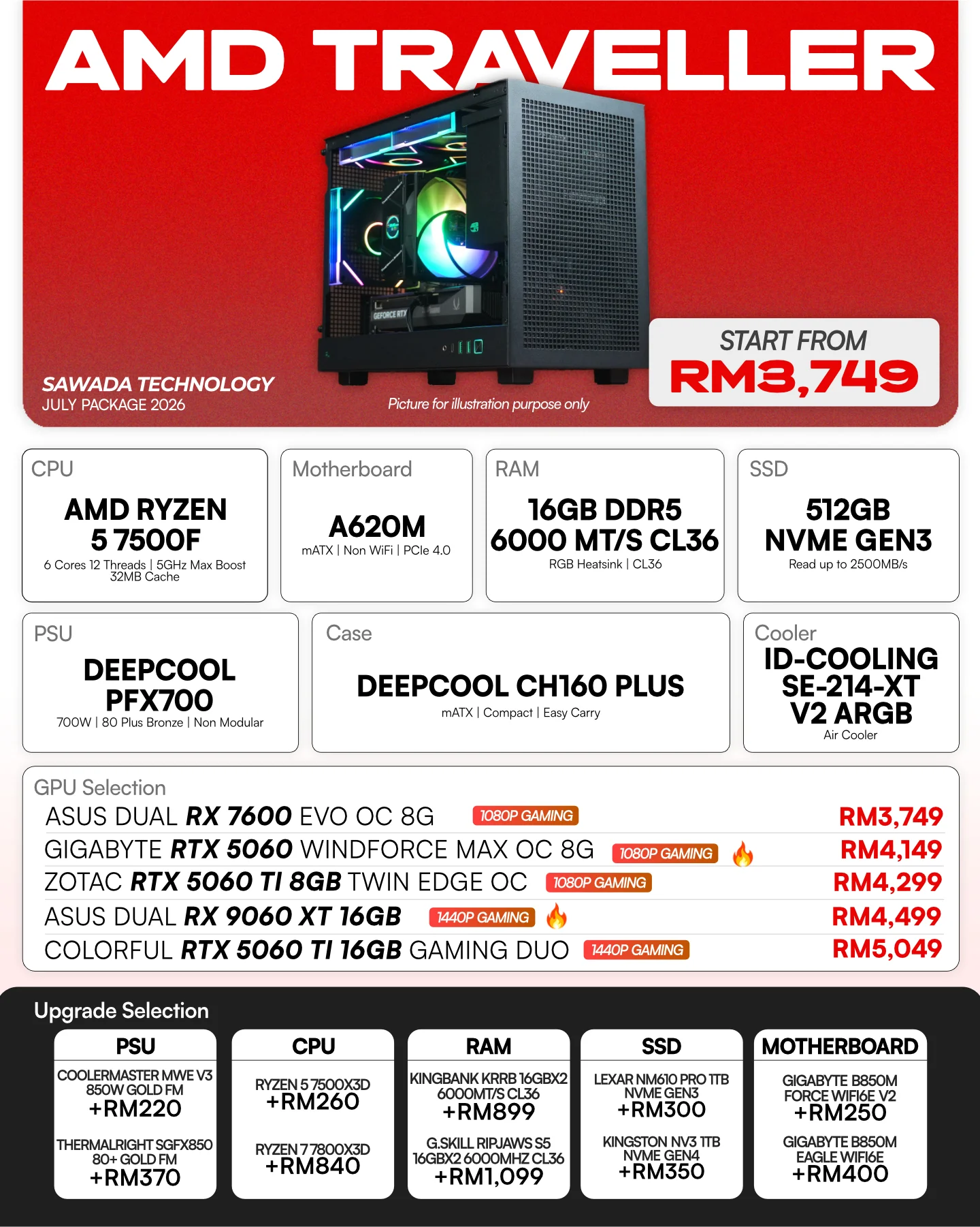 AMD Traveler Ryzen 5 7500F Gaming PC | JULY 2026