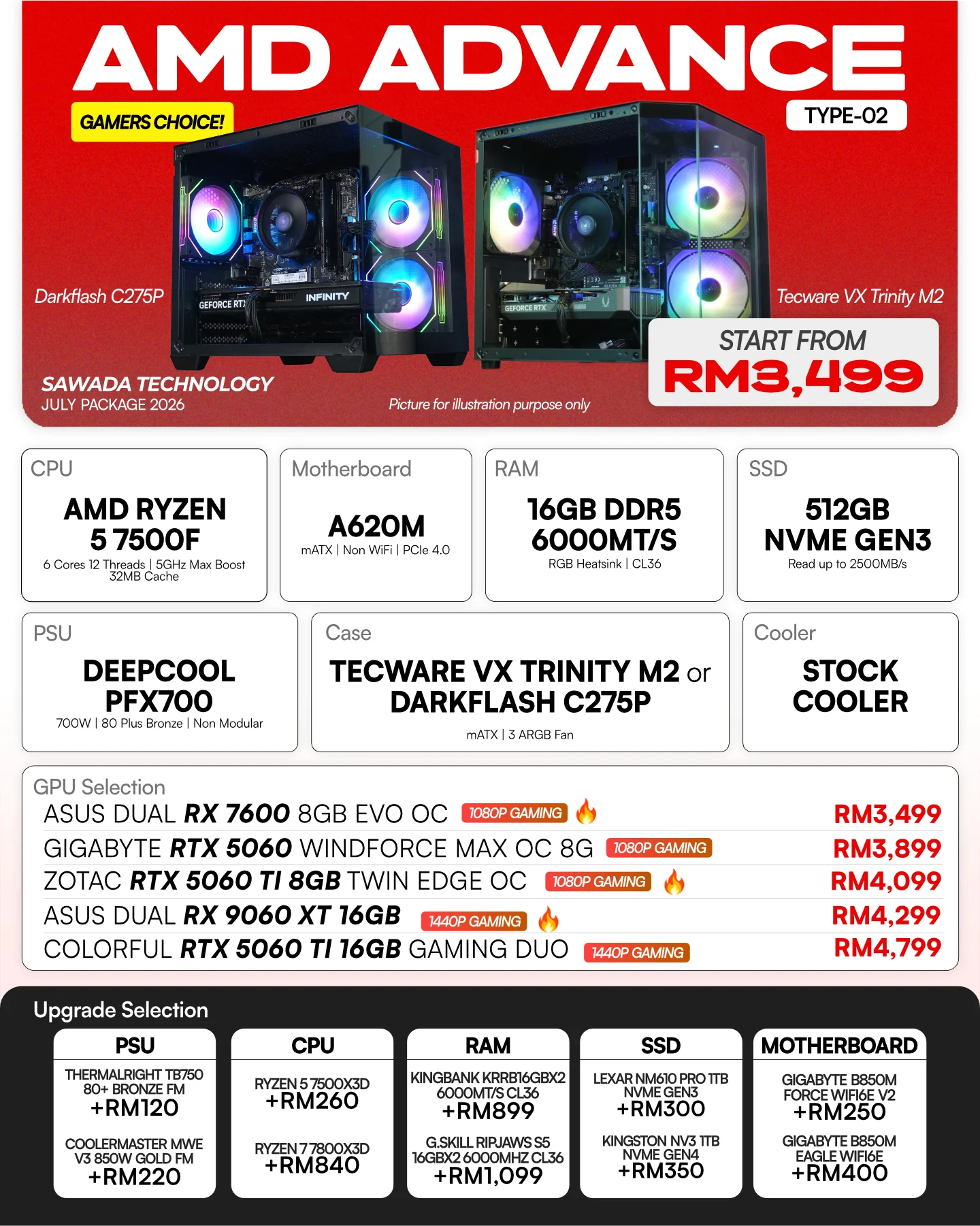 AMD ADVANCE TYPE-02 - JULY 2026 | Ryzen 5 7500F Gaming PC